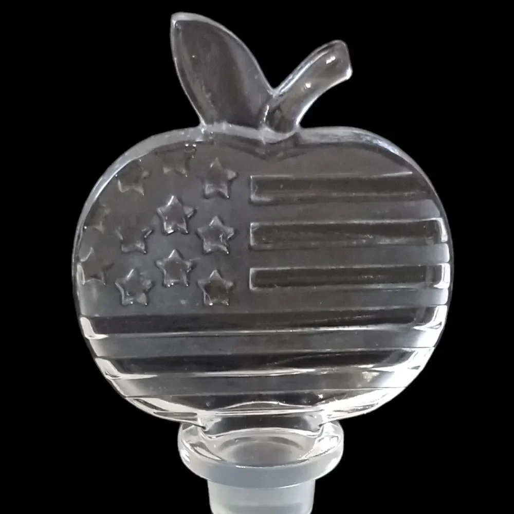 Mikasa Patriotic Crystal Wine Bottle Stopper Apple Stars & Stripes American Flag